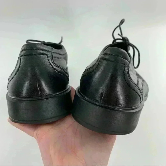 Ecco mens oxfords size 44 black leather lace up square toe - Picture 7 of 12